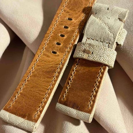 exh-78 タンニン鞣しエレファントレザー 腕時計ベルト  (ラグ幅24mm - バックル幅22mm)