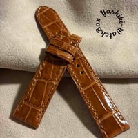 cro-1824 クロコダイル レザー 腕時計 ベルト ブルーグレー (ラグ幅26