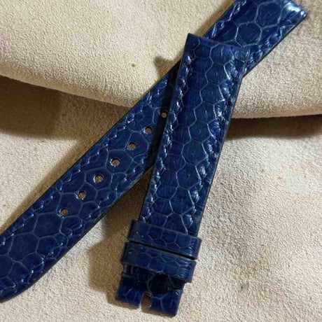 sna-155 シースネイク（ウミヘビ）腕時計ベルト ネイビー (ラグ幅18mm - バックル幅16 mm)