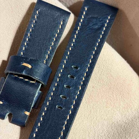 hor-253 HORWEEN ダービー / コバルトブルー 腕時計ベルト (ラグ22mm - バックル幅20mm)