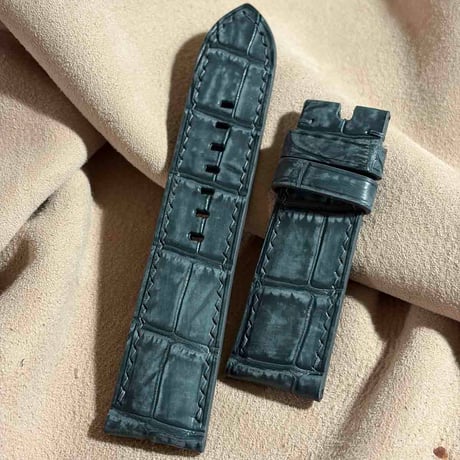 cro-2040 ヌバック クロコダイル  腕時計ベルト グレー (ラグ幅24 mm - バックル幅22 mm)