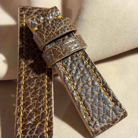 hor-262 HORWEEN バイソンレザー / ブラウン 腕時計ベルト (ラグ22mm - バックル幅20mm)