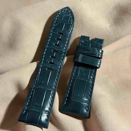 cro-2006  クロコダイル  腕時計ベルト ブルーグレー (ラグ幅26 mm - バックル幅22 mm)