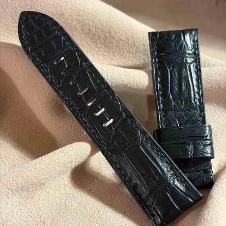 cro-1997  クロコダイル  腕時計 ベルト ブラック (ラグ幅24 mm - バックル幅22 mm)