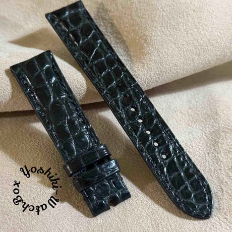 cro-1900  クロコダイル  腕時計 ベルト ブラック  (ラグ幅20 mm - バックル幅18 mm)