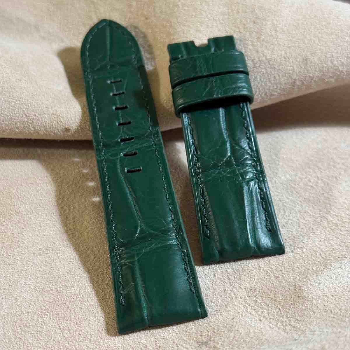 cro-1618 クロコダイル 腕時計ベルト ジェイドグリーン ラグ幅24 mm cro-1618 クロコダイル B級品 レザー 腕時計 ベルト ジェイド
