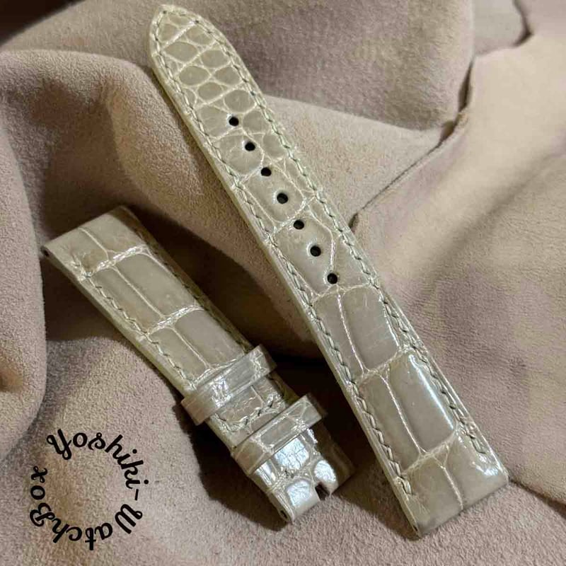 cro-1919 クロコダイル 腕時計 ベルト グロス仕上げ ベージュ