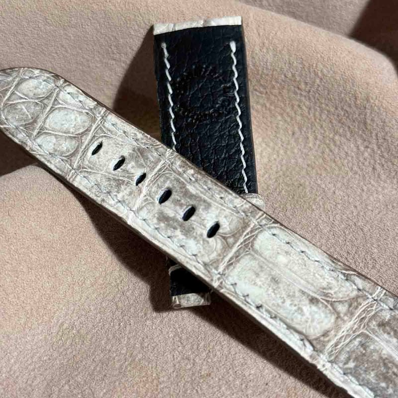 送料無料沖縄 cro-1287 クロコダイル腕時計ベルト ヌバック ブラック