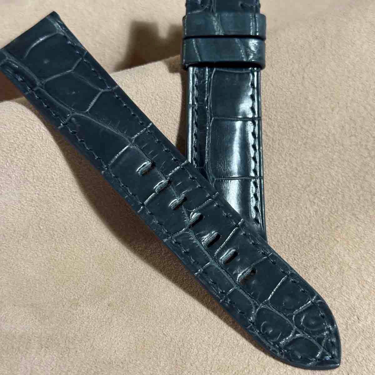 cro-1825 クロコダイル 腕時計ベルト ブルーグレー ラグ幅22mm cro-1825 クロコダイル レザー 腕時計 ベルト ブルーグレー (ラグ幅22