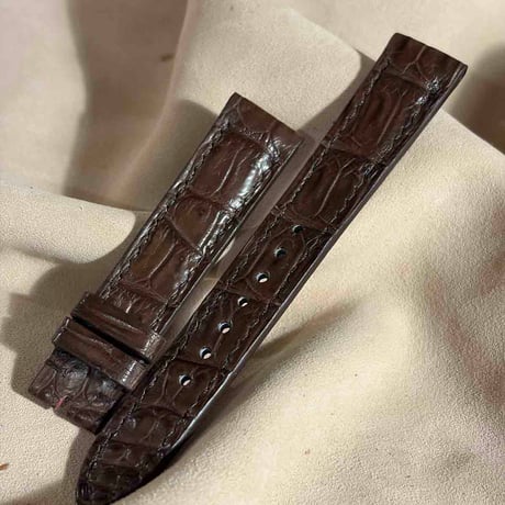 cro-2018  クロコダイル  腕時計ベルト ブラウン (ラグ幅18 mm - バックル幅16 mm)