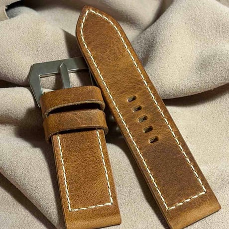 hor-268 サンプル品 HORWEEN ダービー / ナチュラル GPFバックル付属 腕時計ベルト (ラグ26mm - バックル幅26mm)