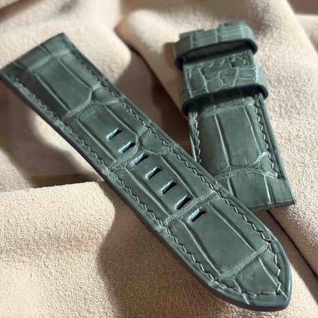 cro-1969  クロコダイル   腕時計 ベルト グレー  (ラグ幅26 mm - バックル幅22 mm)