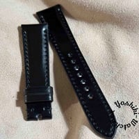 cod-326 コードバン レザー 腕時計ベルト ブラック (ラグ幅21 mm - バックル幅18 mm)
