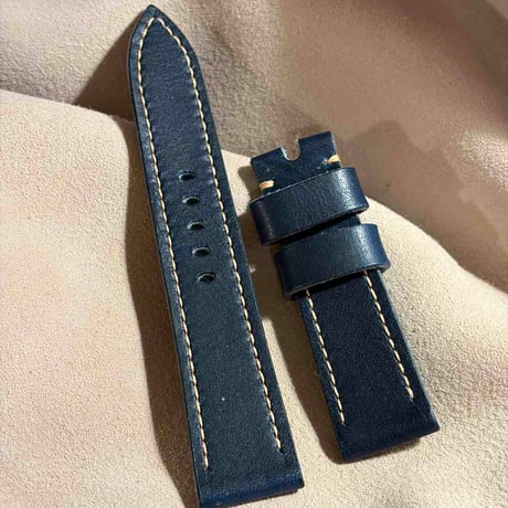 hor-253 HORWEEN ダービー / コバルトブルー 腕時計ベルト (ラグ22mm - バックル幅20mm)