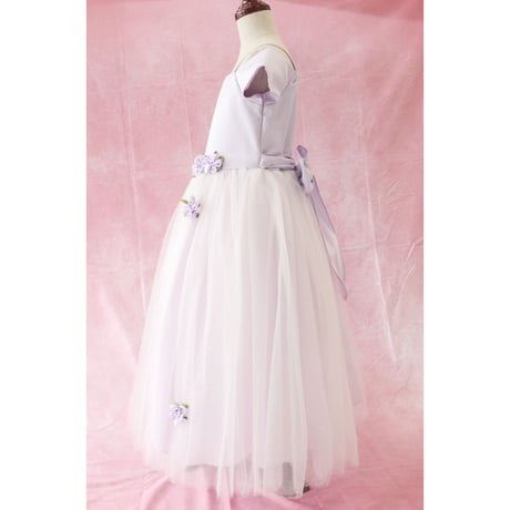 【レンタルドレス】　　　パープルフラワー　　　　<ドレス丈 91cm>