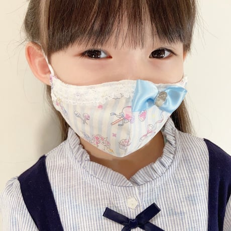 【販売商品】ふわふわパイルのプリンセスマスク　パープルユニコーン　子供用Ⅿサイス