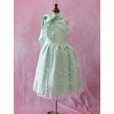 【レンタルドレス】　　　気品溢れるミントグリーン<ドレス丈 76cm>