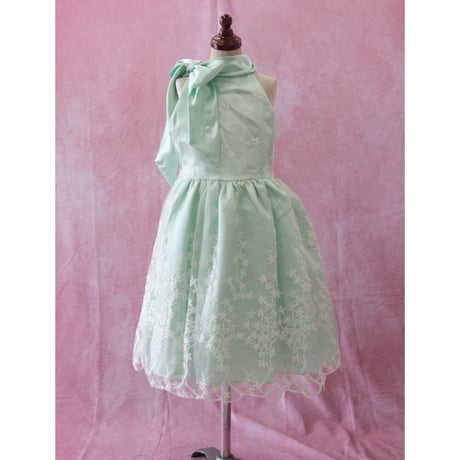 【レンタルドレス】　　　気品溢れるミントグリーン<ドレス丈 76cm>