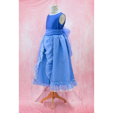 【レンタルドレス】　　　ロイヤルブルーのフリル　<ドレス丈 102cm>