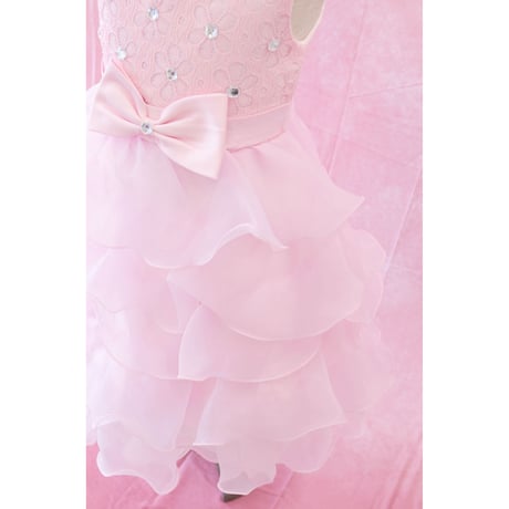 【レンタルドレス】　　　ピンクふわふわ４段　　　<ドレス丈 74cm>