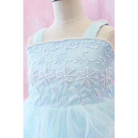 【レンタルドレス】　　　クリスタルブルー　　　　<ドレス丈 74cm>