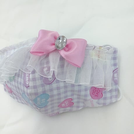 【販売商品】さらさらさわやかプリンセスマスク　パープルハート　大人用Ｌサイズ
