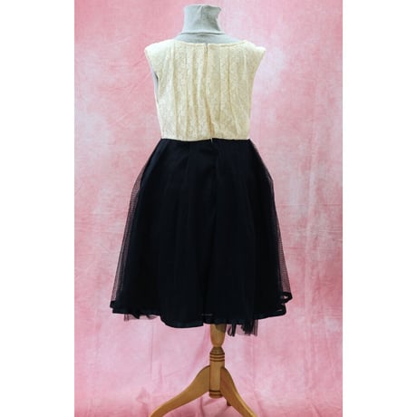 【レンタルドレス】　　　オフ白×紺のツートンカラー<ドレス丈 92cm>