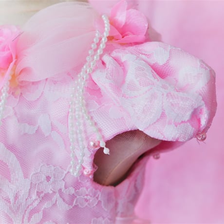 【レンタルドレス】　　　ペールピンクのお花　　　<ドレス丈 56cm>