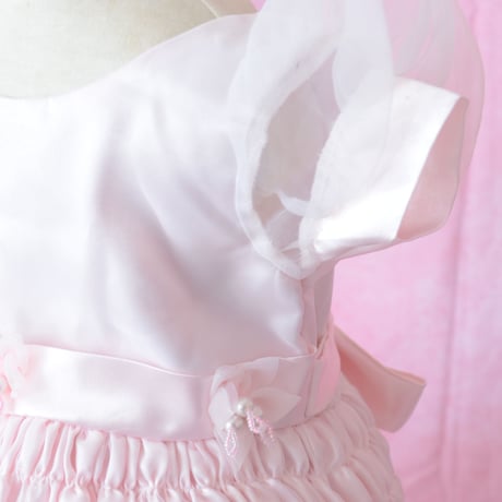 【レンタルドレス】　　　ギャザーがかわいいピンク<ドレス丈 60cm>
