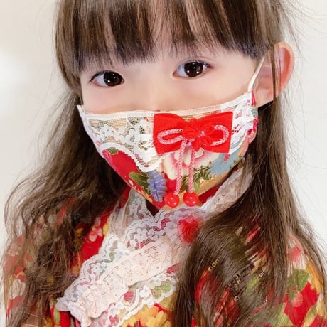 小さなおひめさま向　七五三(なごみ)マスク　黒桜　幼児用Sサイズ　子供用Ｍサイズ