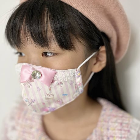 【人気があるので再販します！】さらさらさわやかプリンセスマスク　パープルユニコーン細レース　子供用Sサイズ