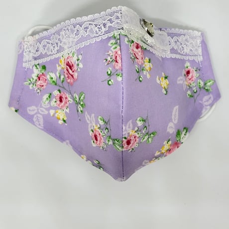 【販売商品】ふわふわパイルのプリンセスマスク　ラベンダー色の小花　大人用Ⅼサイズ