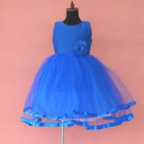 【レンタルドレス】　　　ロイヤルブルー2段チュール<ドレス丈 75cm>