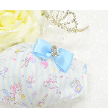 【販売商品】さらさらさわやかプリンセスマスク　夢色ストライプブルー　幼児用Ｓサイズ
