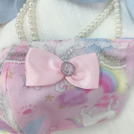 【販売商品】さらさらプリンセスマスク　虹色ユニコーン　大人用Lサイズ
