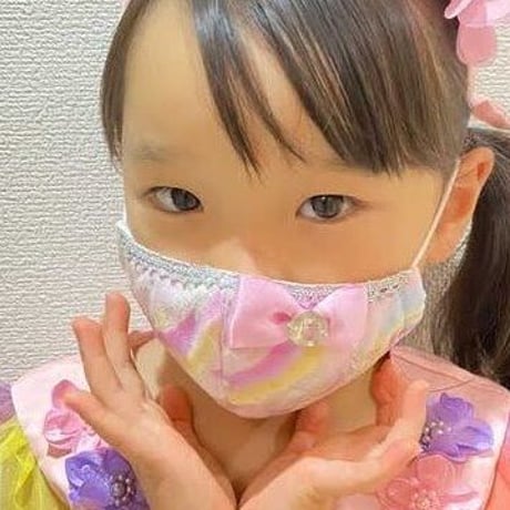 【販売商品】さらさらさわやかプリンセスマスク　夢色ストライプピンク　子供用Mサイズ
