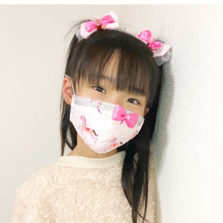 【販売商品】さらさらさわやかプリンセスマスク　ピンク小花の花束　子供用Sサイズ