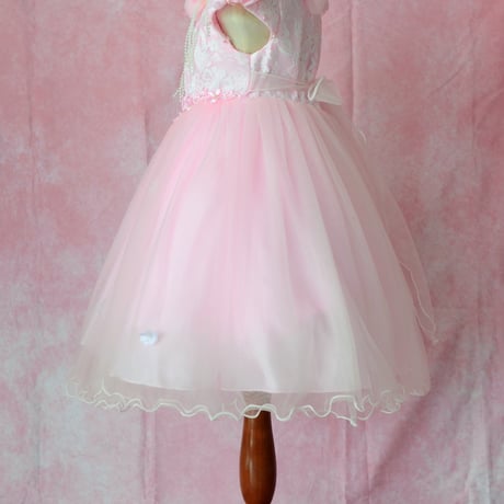 【レンタルドレス】　　　ペールピンクのお花　　　<ドレス丈 56cm>