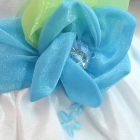 【レンタルドレス】　　　水色刺繍のふんわりさん　<ドレス丈 78cm>