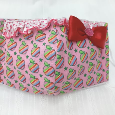 【販売商品】ふわふわパイルのプリンセスマスク　ファンキーアップル　子供用Mサイズ