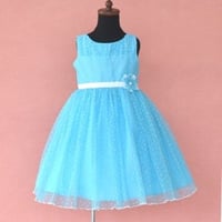 【レンタルドレス】　　　さわやかスカイブルー　　<ドレス丈 68cm>