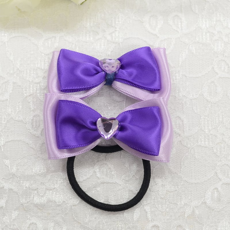 販売商品】プリンセスリボン（ヘアゴム2個セット） パープル