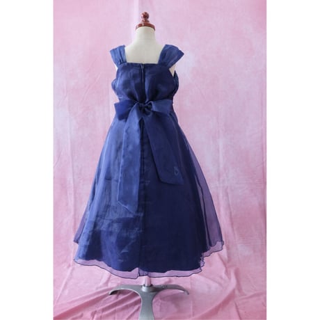 【レンタルドレス】　　　プリーツ入りネイビー　　<ドレス丈 89cm>