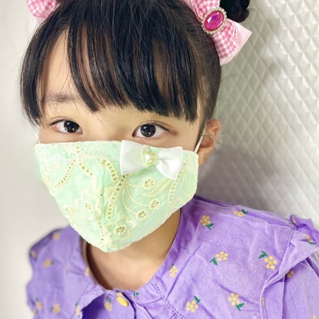 【人気があるので再販します！】さらさらさわやかプリンセスマスク　パープルユニコーン細レース　子供用Sサイズ