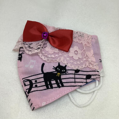 【販売商品】さらさらさわやかプリンセスマスク　にゃんにゃん音符　子供用Sサイズ