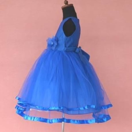 【レンタルドレス】　　　ロイヤルブルー2段チュール<ドレス丈 75cm>