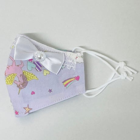 【人気があるので再販します！】さらさらさわやかプリンセスマスク　パープルペガサス　子供用Sサイズ