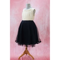 【レンタルドレス】　　　オフ白×紺のツートンカラー<ドレス丈 92cm>