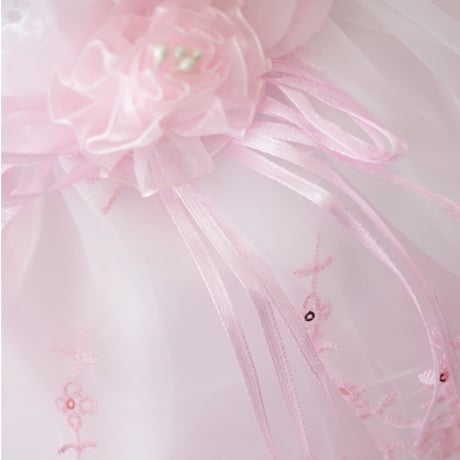 【レンタルドレス】　　　ボレロ風ピンク　　　　　<ドレス丈 49cm>