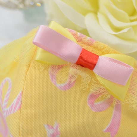 【販売商品】ふわふわパイルのプリンセスマスク　イエローリボン　幼児用Sサイズ
